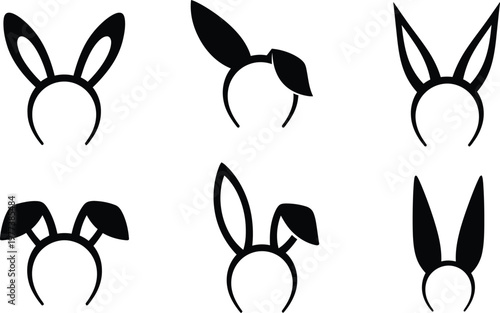 Rabbit ears, bunny ears headband silhouette. 
