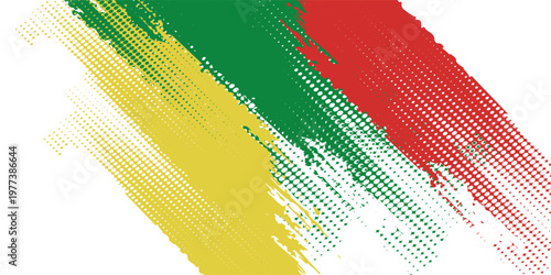 Red yellow green grunge fun color on white background. Reggae bob marley color theme