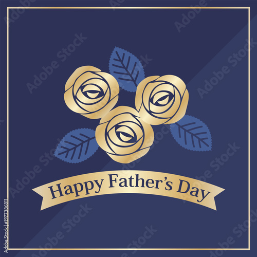 父の日のカード　ネイビーブルー＆ゴールド