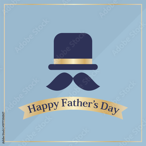 父の日のカード　くすみブルー＆ゴールド