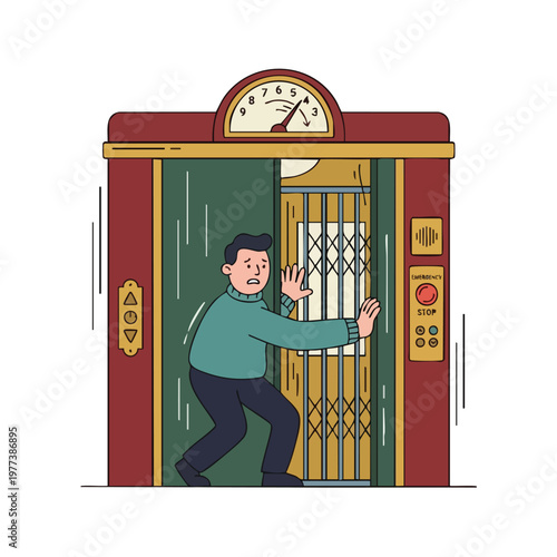 Man trapped inside a malfunctioning elevator.