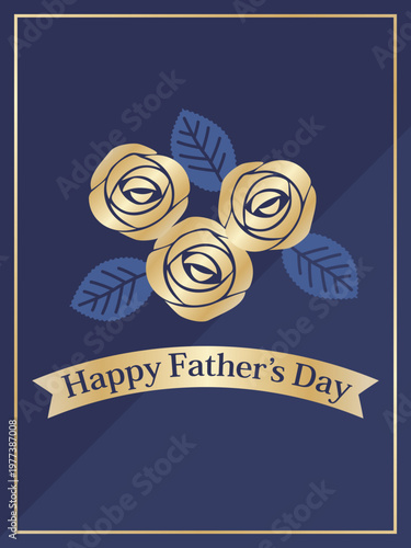 父の日のカード　ネイビーブルー＆ゴールド