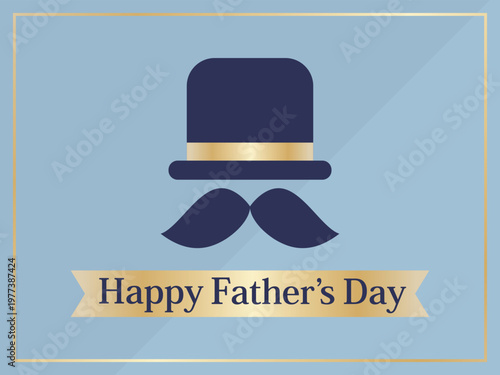 父の日のカード　くすみブルー＆ゴールド