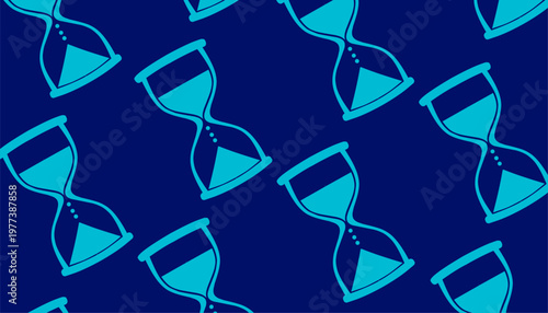 Hourglass Pattern Design. Seamless Time Symbol Illustration. Sand Timer Repeating Motif. Minimal Line Art Style. Background For Wallpaper Textile.