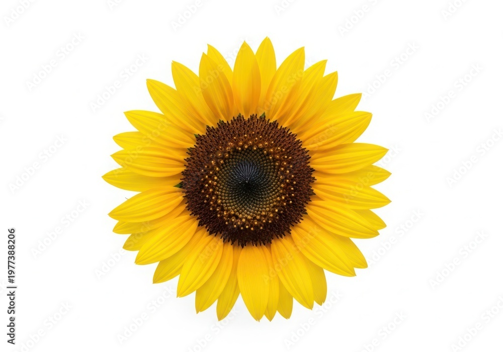 Fototapeta premium A large yellow sunflower with a dark center