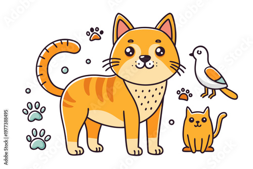 Humorous cats drawn with sketch-style outlines. Adorable hand-drawn sketches of dogs and cats. Everyday scenes of pets and rough, sketch-style line art. Hand-drawn style vector illustrations set again