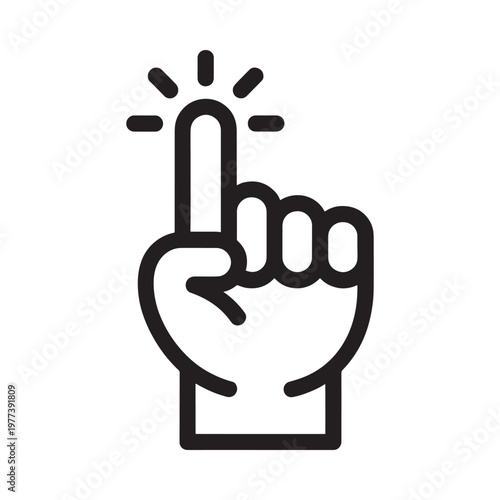 A simple black line drawing of a hand with an extended pointing finger