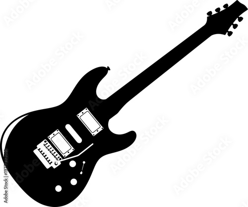 Black Electric Guitar Silhouette Illustration.