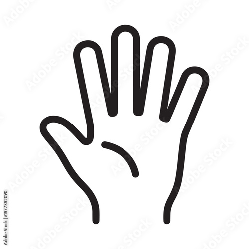 Simple black outline of a human hand displaying five fingers