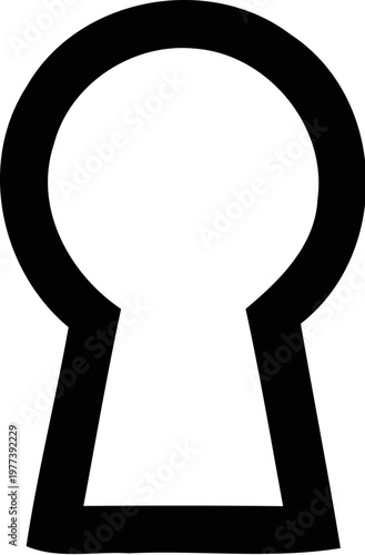 Black Keyhole Silhouette On White Background.