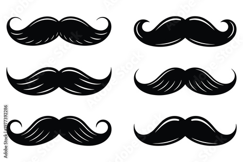 Black and white of curved ribbons in various shapes