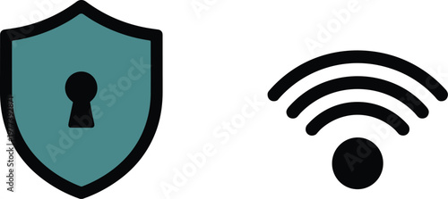 Shield with keyhole and Wi Fi symbol icons security