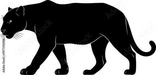 Black Panther Walking Silhouette Side Profile.