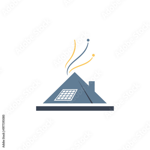 Solar powered house with chimney.