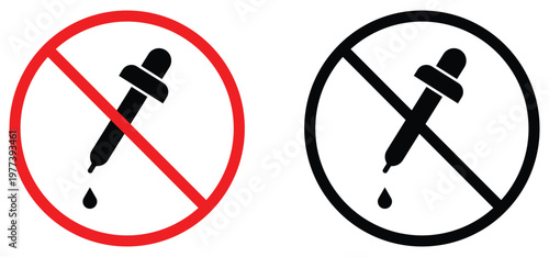 No Cosmetic Dropper with Serum Drop and Modern Skincare Concept Vector Illustration.