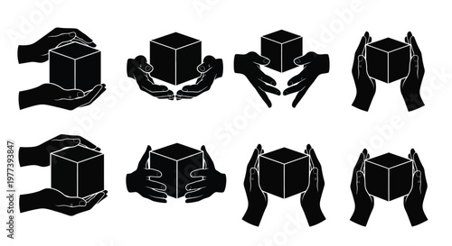 Fragile package handling symbols depicting careful transport a silhouette