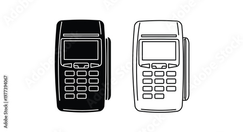 Two pos terminal devices one dark and one light silhouette
