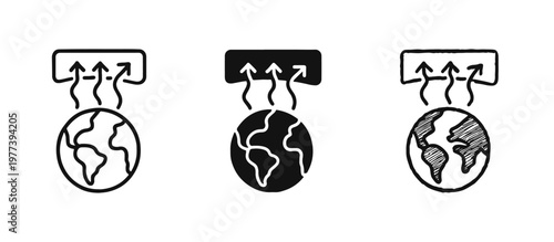 Greenhouse Effect and Global Warming Atmosphere Icon Set