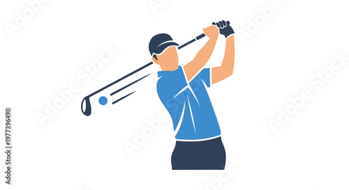 Man Playing Golf Swing.