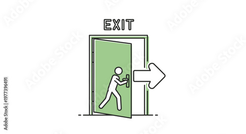 Person Running Out Exit Doorway.