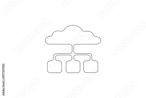 Cloud continuous one line art drawing of minimal sky symbol on white background
