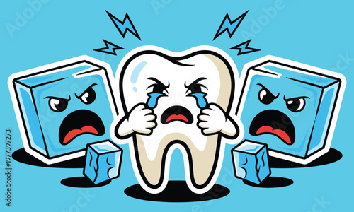 Cartoon elephant with red angry face, blue computer monitors