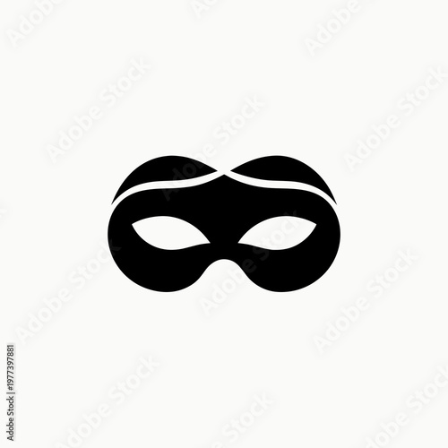 Simple silk sleep mask silhouette, luxury spa theme. isolated on White Background