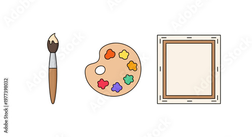 Painting Art Supplies Flat.