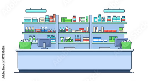 Pharmacy Counter Interior View.