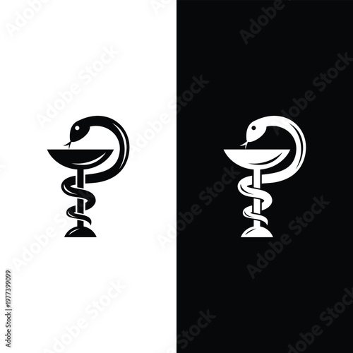 Medical caduceus snake symbol illustration