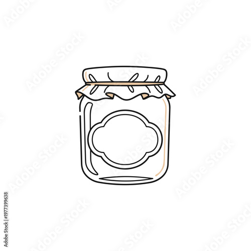 Line art jar with lid for preserves or homemade products  