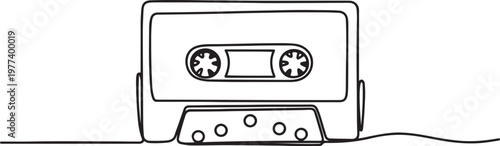 cassette tape continuous line vector illustration One line draw graphic design vector