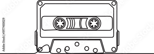cassette tape continuous line vector illustration One line draw graphic design vector