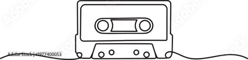 cassette tape continuous line vector illustration One line draw graphic design vector
