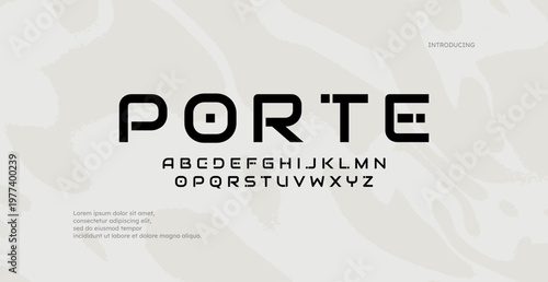Modern Minimalist Bold Technology and Science alphabet font. Digital typography vector illustration design. Sci-fi, movie, magazine, fashion font.