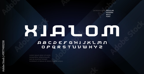 Modern Minimalist Bold Technology and Science alphabet font. Digital typography vector illustration design. Sci-fi, movie, magazine, fashion font.