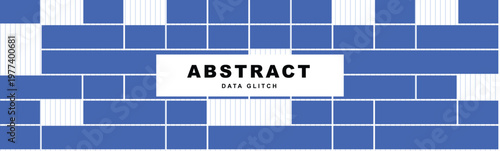 Abstract data glitch background with blue rectangular blocks and grid lines