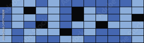 Abstract data glitch background with blue and black square pixel pattern