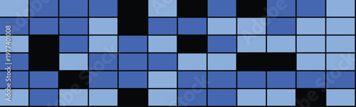 Abstract geometric pattern with blue squares and black gaps