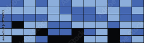 Abstract geometric pattern with blue squares and black gaps