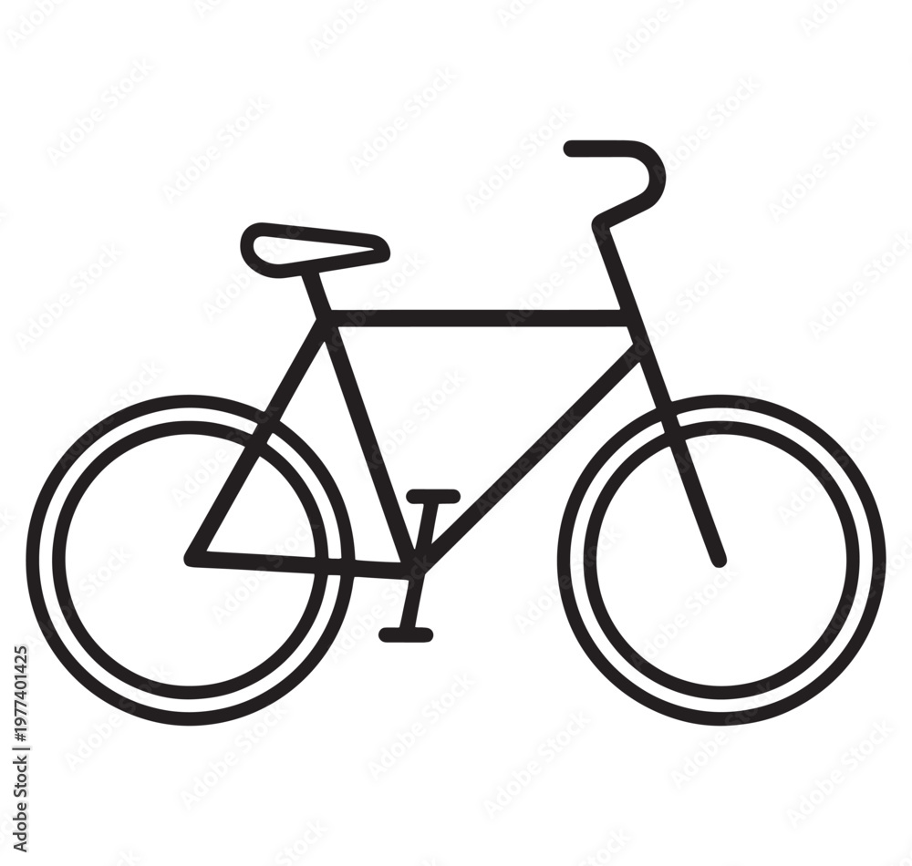 Obraz premium A simple line drawing of a bicycle with two wheels and a seat bike icon
