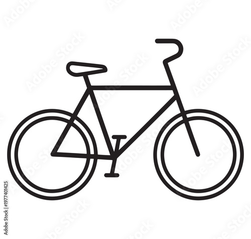 A simple line drawing of a bicycle with two wheels and a seat  bike icon