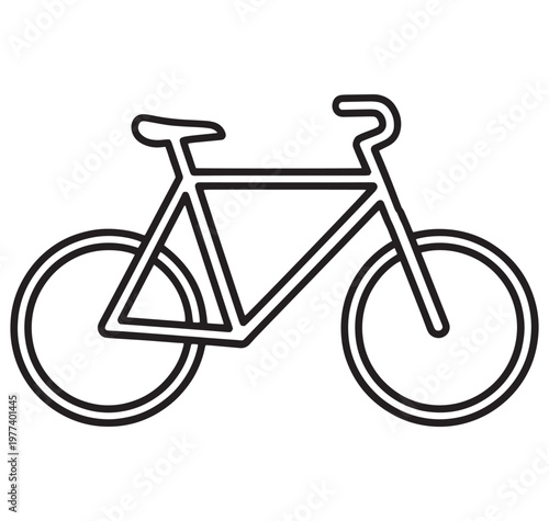 A simple line drawing of a bicycle with two wheels and handlebars
