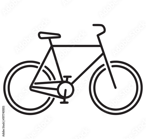line drawing of a bicycle with two wheels and a frame