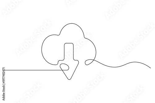 Cloud continuous one line art drawing of minimal sky symbol on white background
