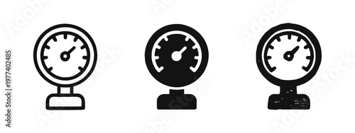 Slika na platnu Pressure Gauge and Manometer Icon Set in Outline, Solid, and Hand-Drawn Sketchy