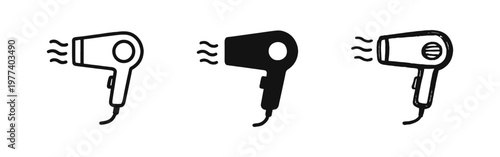 Hair Dryer Icons Set for Beauty and Salon