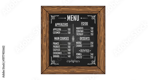 Vintage restaurant menu board.