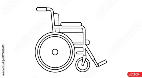Wheelchair Line Drawing Illustration.