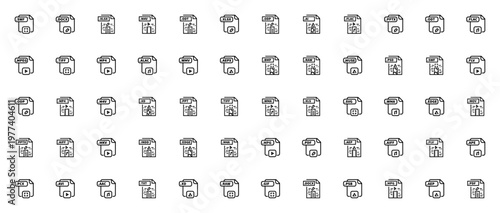 File format icon set. Vector file type collection. Includes SWF, DOCX, XLSX, PSD, PDF, AI, MP4, GIF, SVG, AVI and more. Editable stroke icons.